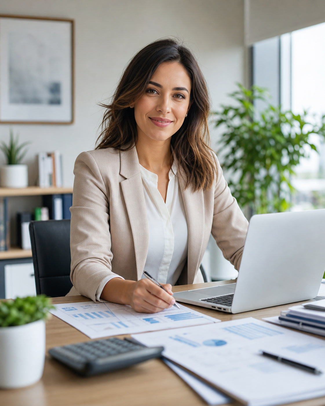 Contadora en una sesión de trabajo